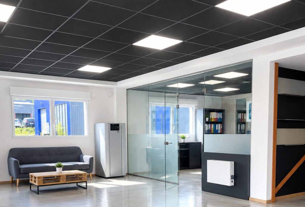 Espace d'attente et bureaux vitrés